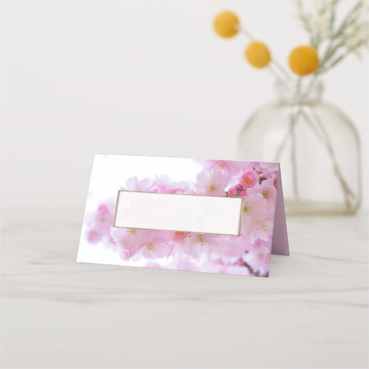 Placement Carte Mariage pliée en fleurs de cerisier rose (Devant)