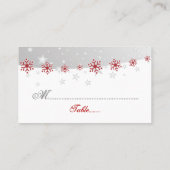 Placement Carte mariage rouge argent gris blanc flocon de ne (Dos)