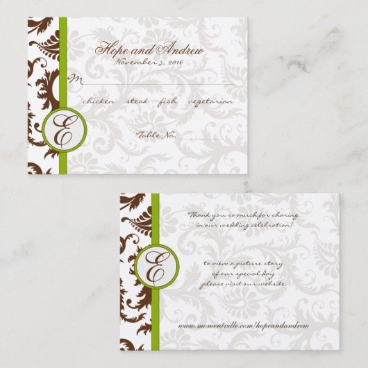 Placement Carte Place Brown et verte Sélection de carte (Devant / Derrière)