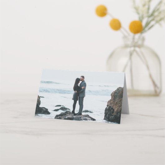 Placement Carte Place Mariage de script photo blanc moderne (Dos)
