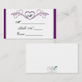 Placement Carte Place Monogramme de Défilement Coeur Violet  (Devant / Derrière)