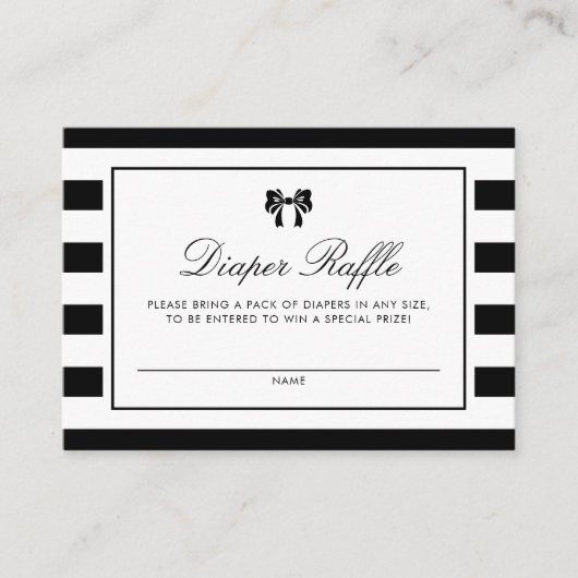 Placement Carte Raffle de couche de douche à rayures noir et (Devant)