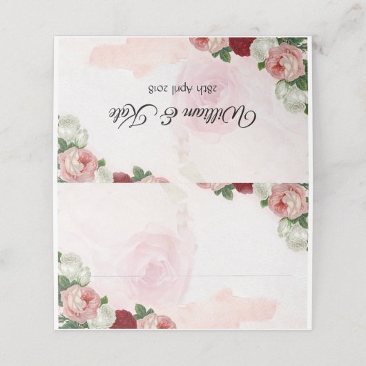 Placement Carte rose de mariage (Extérieur déplié)