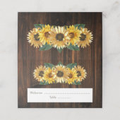 Placement Carte Rustique de la réception de tournesol (Extérieur déplié)