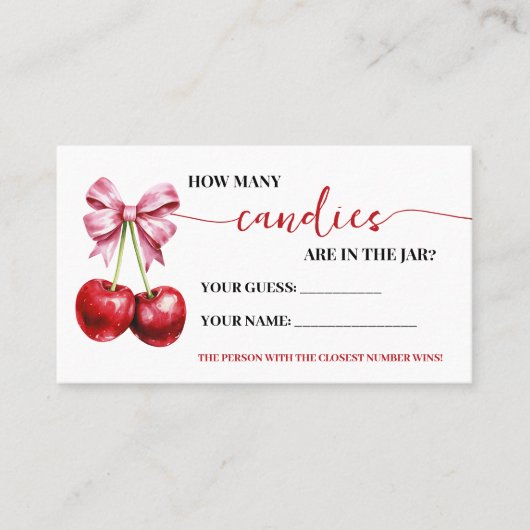 Placement Cherry Coquette Combien de bonbons Carte de jeu de (Devant)
