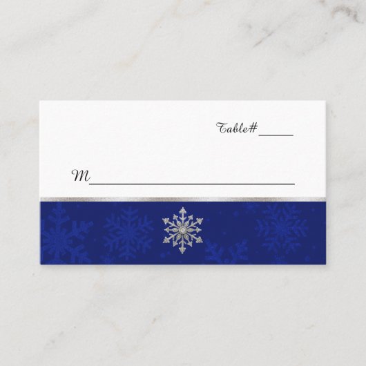 Placement Chic Blue Bijoux Mariage Flocon de neige Carte Pla (Devant)