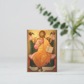 Placement Christ tenant la carte de prière funéraire des éva (Debout devant)