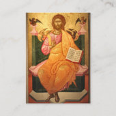 Placement Christ tenant la carte de prière funéraire des éva (Devant)