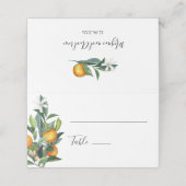 Placement Citrus Mariage Carte de place avec oranges (Extérieur déplié)