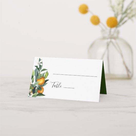 Placement Citrus Mariage Carte de place avec oranges (Devant)