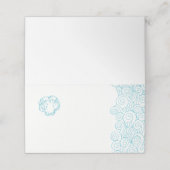 Placement Clam shell waves aqua plage invités carte de place (Extérieur déplié)