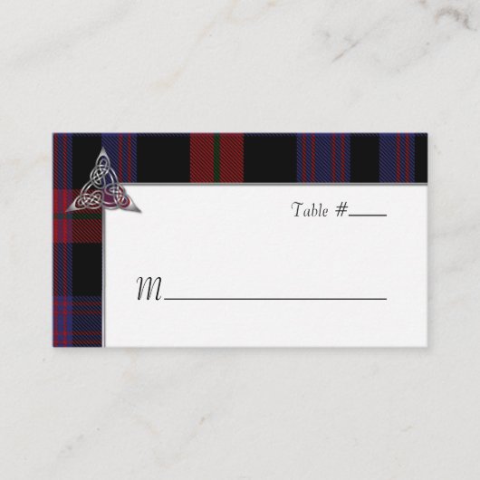 Placement Clan Brown Mariage Plaid Réception Carte de lieu (Devant)