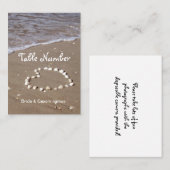 Placement Coeur de coquille sur la plage de sable carte de p (Devant / Derrière)