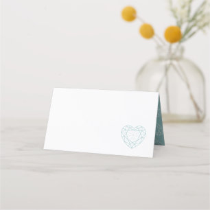 Placement Coeurs de diamant aqua gris carte d'invité