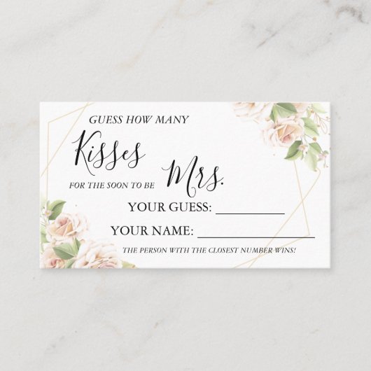 Placement Combien de baisers pour être Mme jeu de carte de d (Devant)