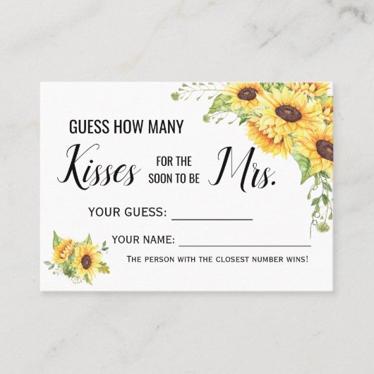 Placement Combien de baisers pour la prochaine carte de jeu (Devant)