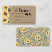 Placement Combien de baisers pour le Bientôt être Mme carte  (Devant / Derrière)