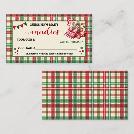 Placement Combien de bonbons Jeu Noël Carte Plaid (Devant / Derrière)