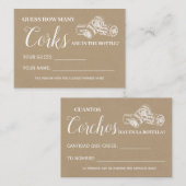 Placement Combien de bouchons anglais espagnol carte de jeu  (Devant / Derrière)