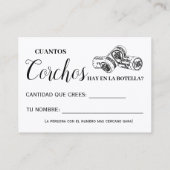 Placement Combien de bouchons anglais espagnol carte de jeu (Dos)
