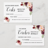 Placement Combien de bouchons jeu anglais espagnol carte de  (Devant / Derrière)