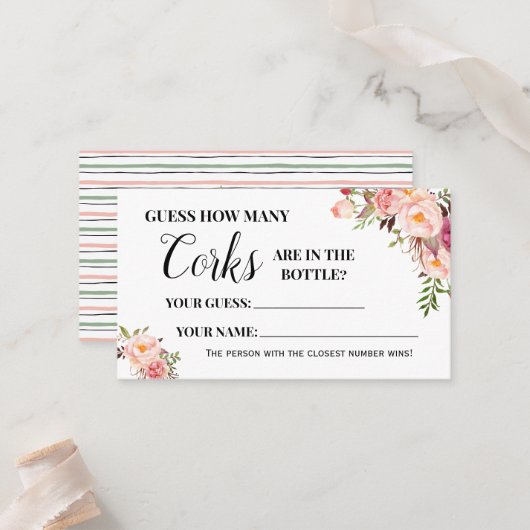 Placement Combien de Corks Fête des mariées Carte de jeu (Devant/Arrière en situation)