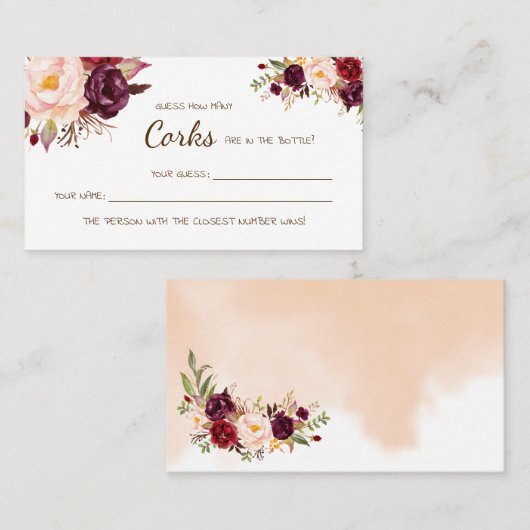 Placement Combien de Corks Marsala Fête des mariées carte de (Devant / Derrière)