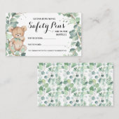 Placement Combien de Sécurité Pin Ours Vert Douche Carte Jeu (Devant / Derrière)