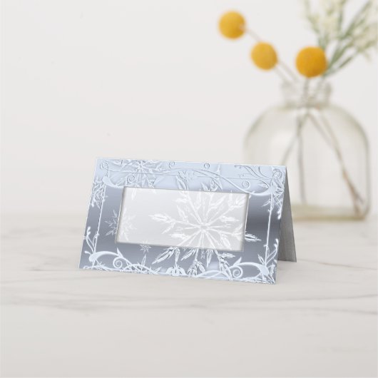 Placement Crystal Snowflake Mariage d'hiver Carte de lieu pl (Devant)