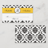Placement Damask Yellow Wedding Réception Carte de lieu (Devant / Derrière)