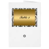 Placement de table en or et damas et carte de menu (Dos)