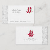 Placement Double Bonheur Mariage chinois Carte de table l (Devant / Derrière)