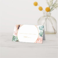 Elégant Jardin Floral Blush | Carte de place pliée