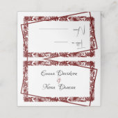 Placement Élégant Mariage Maroon Numéro de table Carte de pl (Extérieur déplié)