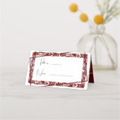 Placement Élégant Mariage Maroon Numéro de table Carte de pl (Dos)