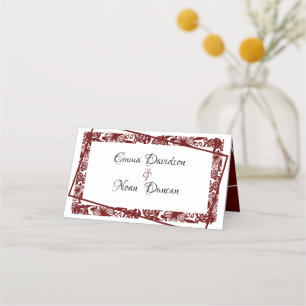 Placement Élégant Mariage Maroon Numéro de table Carte de pl