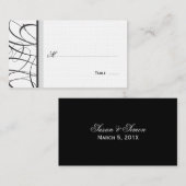 Placement Élégant tableau de script - Carte de place - Noir (Devant / Derrière)