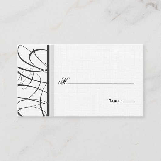 Placement Élégant tableau de script - Carte de place - Noir (Devant)