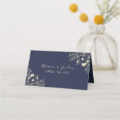 Placement Elégante carte de Mariage Floral bleu marine (Dos)