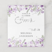 Placement Elégante carte de Mariage floral violet (Extérieur déplié)