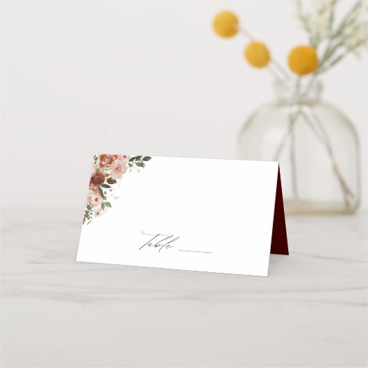 Placement Elégante carte de place Mariage Floral Automne (Devant)