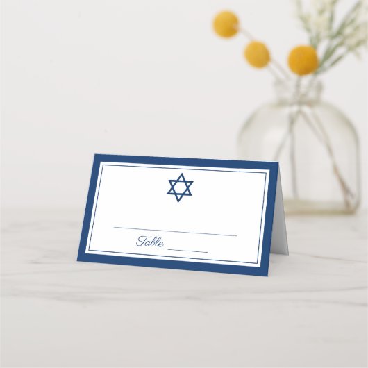 Placement Elégante carte de place Navy Blue Bar Mitzvah (Devant)
