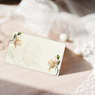 Placement Elégante carte de place pliée Magnolia blanche ori