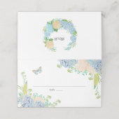 Placement Elégante carte de place pliée Mariage Hydrangea Bl (Extérieur déplié)