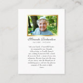 Placement Elégante carte de prière catholique Memorial Photo (Dos)