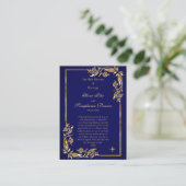 Placement Elégante carte de prière Mariage or et bleu foncé (Debout devant)