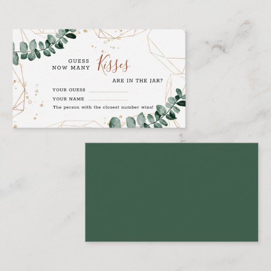 Placement Eucalyptus | Combien de baisers Mariage Carte de j (Devant / Derrière)