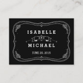 Placement Fancy Chalkboard Vintage Mariage Carte de siège (Dos)