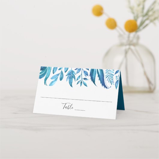Placement Feuilles d'indigo | Carte de table de mariage pers (Devant)