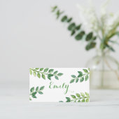 Placement Feuilles verts romantiques - Carte de nom (Debout devant)